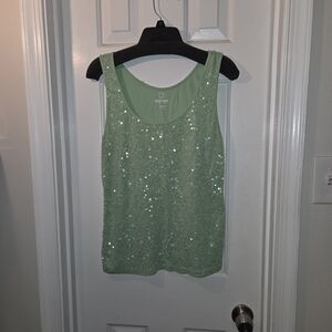 Old Navy: Mint/ Seafoam Green Sequin Sleeveless Tank Top.  Size XL.
